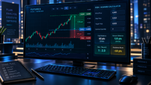 futures risk reward calculator final trade plan showing stop target breakeven win rate and R multiple