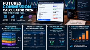 futures commission calculator final dashboard with round trip cost monthly fees and breakeven ticks
