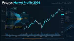 TPO anatomy for futures market profile with letters and price rows
