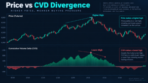 futures cumulative delta divergence compared with price