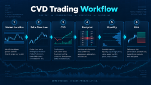 futures cumulative delta workflow using divergence footprint and market structure