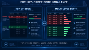 futures order book imbalance trading workflow using DOM executions and price response