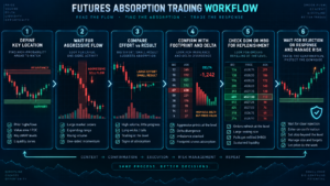 futures absorption trading workflow using footprint delta DOM and price response