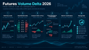 futures volume delta framework using location magnitude price progress and resolution