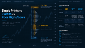 futures single prints TPO example with one-period rows inside Market Profile