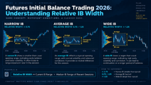 futures initial balance trading workflow using width extension acceptance order flow and risk
