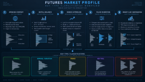 Futures Market Profile Day Types double distribution TPO with two value areas
