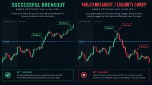 previous day high PDH previous day low PDL and prior-day range map