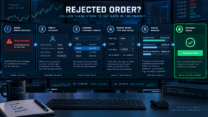 NinjaTrader Order Rejected Log tab and order error message example
