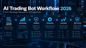 AI Trading Bot Workflow 2026 AI trading bot workflow from strategy research through backtesting validation automation execution and risk control