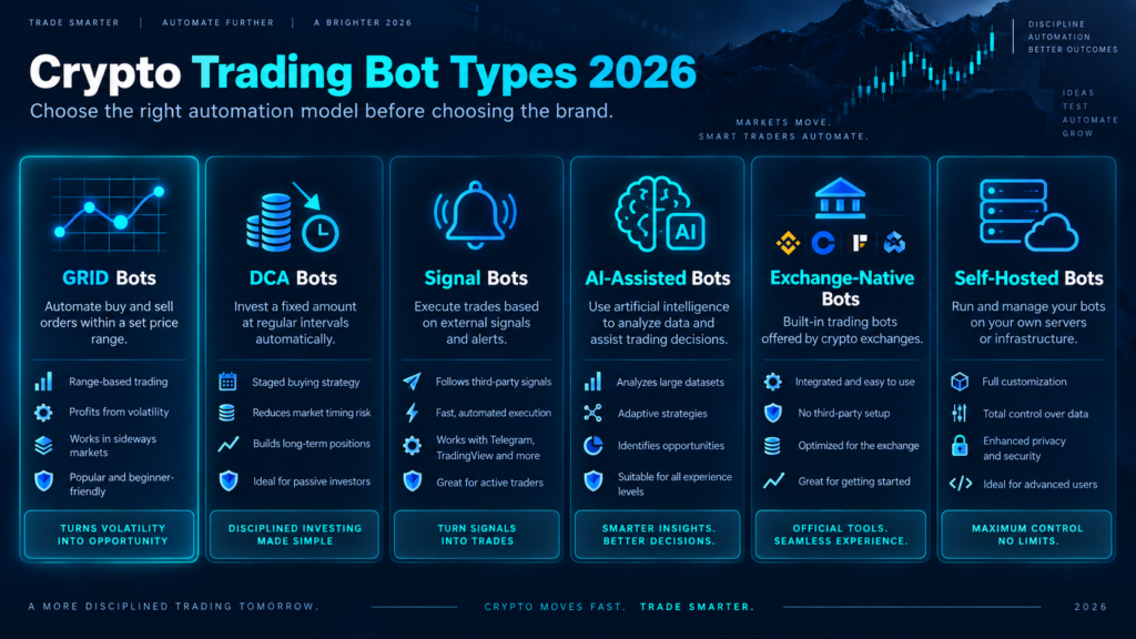 Crypto bot categories providing context for arithmetic vs geometric grid settings