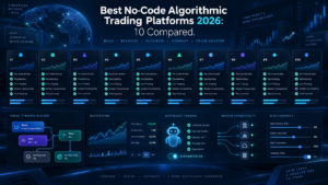 No-code algorithmic trading risk management showing position limits drawdown stop loss monitoring and emergency kill switch