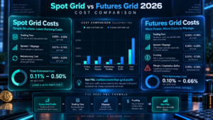 spot grid vs futures grid cost comparison with fees funding and slippage