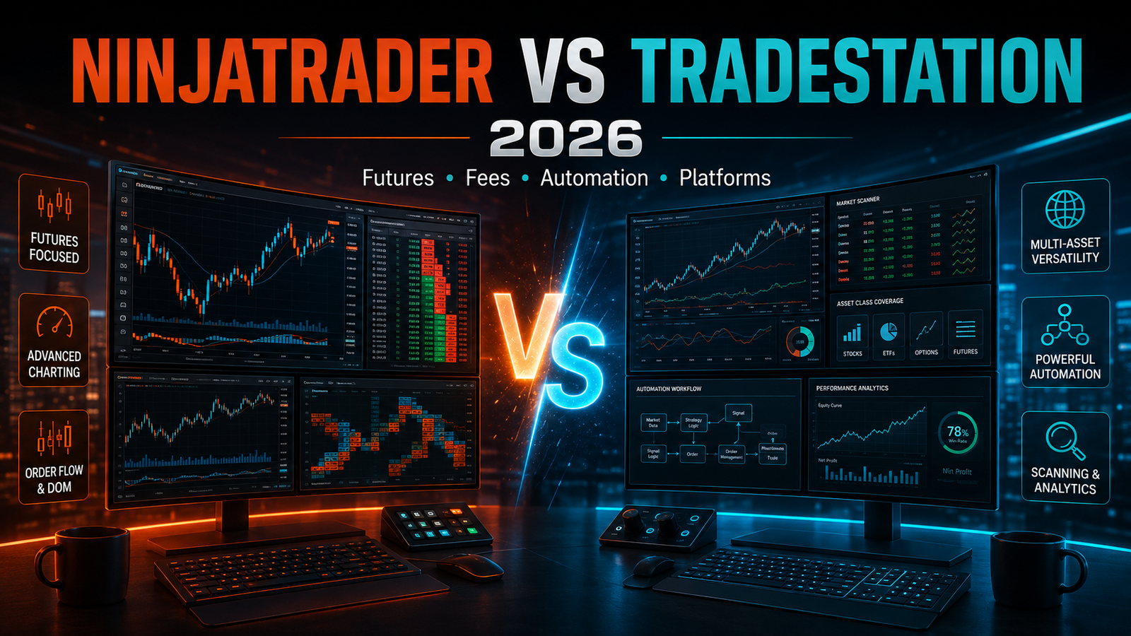 NinjaTrader vs TradeStation 2026 futures trading platform comparison