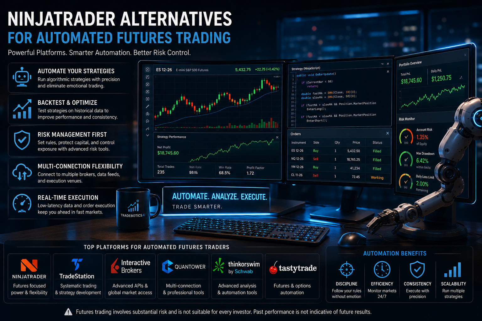 NinjaTrader alternatives for automated futures trading and risk management