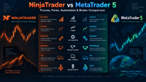NinjaTrader vs MetaTrader 5 pricing broker costs and platform access