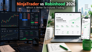 NinjaTrader vs Robinhood 2026 futures trading platform comparison <h1>NinjaTrader vs Robinhood 2026: Which Is Better for Futures Trading?</h1> <!-- IMAGE 1 POSITION INSERT IMMEDIATELY BELOW THE H1 ALT TEXT: NinjaTrader vs Robinhood 2026 futures trading platform comparison --> <p><strong>NinjaTrader vs Robinhood</strong> has become a highly relevant futures trading comparison in 2026. NinjaTrader is one of the most specialized retail futures ecosystems in the United States, while Robinhood has expanded beyond stocks, options and crypto into exchange-traded futures through Robinhood Derivatives.</p> <p>The two platforms now overlap in several important areas: futures execution, Micro contracts, mobile trading, browser-based trading, price ladders and active-trader tools. However, their underlying strategies are very different.</p> <p>NinjaTrader is built around futures-first infrastructure, low published intraday margins, SuperDOM, Market Replay, advanced charting, Order Flow+ and C#-based NinjaScript automation.</p> <p>Robinhood focuses more heavily on simplicity and multi-asset access. Futures can be traded through the Robinhood app, web classic and Robinhood Legend, alongside the broader Robinhood ecosystem.</p> <p>This detailed <strong>NinjaTrader vs Robinhood 2026</strong> comparison examines futures commissions, margin requirements, Micro futures, trading platforms, Robinhood Gold, order ladders, automation, simulation, market access and ease of use to determine which platform better fits different traders.</p> <div style="background:#f4f7fb;padding:22px;border-left:5px solid #111827;border-radius:9px;margin:25px 0;"> <p style="margin-top:0;"><strong>Quick Answer</strong></p> <p><strong>Choose NinjaTrader</strong> if futures are your main market and you want a specialized trading environment with low intraday margins, SuperDOM, Market Replay, NinjaScript automation, advanced backtesting and futures-specific execution tools.</p> <p><strong>Choose Robinhood</strong> if you prioritize simplicity, mobile-first trading, Robinhood Legend, stocks/options/futures access across one broader ecosystem and do not need NinjaTrader's deeper futures automation and analysis stack.</p> <p style="margin-bottom:0;"><strong>TradeboticsAI Verdict:</strong> NinjaTrader is generally the stronger choice for serious futures-first traders. Robinhood is more attractive to retail traders who want an easier multi-asset experience and only need futures as one component of their overall trading activity.</p> </div> <p> <a href="https://afflat3c1.com/trk/lnk/EF921C9B-3A06-49E2-8FAD-D51BD1CCD685/?o=31298&c=918277&a=803708&k=2C5D599F5CFFA3219310E9B750C1F4E0&l=36526" target="_blank" rel="nofollow sponsored noopener"> <strong>Explore NinjaTrader and Free Simulated Futures Trading →</strong> </a> </p> <p><small>Affiliate disclosure: TradeboticsAI may receive compensation when visitors complete qualifying actions through certain links. Futures trading involves substantial risk. Simulated trading differs from live execution, and commissions, exchange, clearing, regulatory and market-data fees may apply.</small></p> <h2>Table of Contents</h2> <ul> <li><a href="#overview">NinjaTrader vs Robinhood Overview</a></li> <li><a href="#comparison">Quick Comparison</a></li> <li><a href="#structure">Broker Structure</a></li> <li><a href="#markets">Futures Markets</a></li> <li><a href="#commissions">Futures Commissions</a></li> <li><a href="#gold">Robinhood Gold vs NinjaTrader Plans</a></li> <li><a href="#margin">Futures Margin</a></li> <li><a href="#micro">Micro Futures</a></li> <li><a href="#platforms">Trading Platforms</a></li> <li><a href="#legend">Robinhood Legend vs NinjaTrader Desktop</a></li> <li><a href="#ladder">Robinhood Ladder vs NinjaTrader SuperDOM</a></li> <li><a href="#automation">Automated Trading</a></li> <li><a href="#backtesting">Backtesting and Market Replay</a></li> <li><a href="#mobile">Mobile and Web Trading</a></li> <li><a href="#data">Market Data</a></li> <li><a href="#hours">Trading Hours</a></li> <li><a href="#costs">Additional Costs</a></li> <li><a href="#ease">Ease of Use</a></li> <li><a href="#pros-cons">Pros and Cons</a></li> <li><a href="#choose">Which Platform Should You Choose?</a></li> <li><a href="#related">Related Comparisons</a></li> <li><a href="#faq">FAQ</a></li> <li><a href="#verdict">Final Verdict</a></li> </ul> <h2 id="overview">NinjaTrader vs Robinhood 2026: Overview</h2> <p>The biggest difference in <strong>NinjaTrader vs Robinhood</strong> is specialization.</p> <p>NinjaTrader is primarily a futures company.</p> <p>NinjaTrader, LLC develops the platform technology, while NinjaTrader Clearing, LLC operates as a registered Futures Commission Merchant.</p> <p>The ecosystem combines:</p> <ul> <li>Futures brokerage</li> <li>NinjaTrader Desktop</li> <li>NinjaTrader Web</li> <li>NinjaTrader Mobile</li> <li>SuperDOM</li> <li>Order Flow+</li> <li>Market Replay</li> <li>NinjaScript</li> <li>Strategy Analyzer</li> <li>Simulated trading</li> <li>Advanced charting</li> </ul> <p>Robinhood follows a broader strategy.</p> <p>Robinhood Derivatives, LLC provides futures and cleared-swaps trading as a registered Futures Commission Merchant, while other Robinhood entities provide securities, crypto and additional services.</p> <p>This allows Robinhood customers to use futures as part of a wider retail trading ecosystem.</p> <p>Robinhood futures users can access markets through the mobile app, web classic and Robinhood Legend.</p> <p>For someone primarily trading stocks but occasionally using futures, this can be convenient.</p> <p>For someone trading futures every day, NinjaTrader provides considerably more specialized functionality.</p> <h2 id="comparison">NinjaTrader vs Robinhood: Quick Comparison</h2> <!-- IMAGE 2 POSITION INSERT IMMEDIATELY ABOVE THIS TABLE ALT TEXT: NinjaTrader vs Robinhood futures commissions margin platforms and market access comparison --> <div style="overflow-x:auto;"> <table style="width:100%;border-collapse:collapse;margin:20px 0;"> <thead> <tr> <th style="border:1px solid #ddd;padding:12px;text-align:left;">Category</th> <th style="border:1px solid #ddd;padding:12px;text-align:left;">NinjaTrader</th> <th style="border:1px solid #ddd;padding:12px;text-align:left;">Robinhood</th> </tr> </thead> <tbody> <tr> <td style="border:1px solid #ddd;padding:12px;"><strong>Primary Focus</strong></td> <td style="border:1px solid #ddd;padding:12px;">Futures</td> <td style="border:1px solid #ddd;padding:12px;">Multi-asset retail trading</td> </tr> <tr> <td style="border:1px solid #ddd;padding:12px;"><strong>Futures Entity</strong></td> <td style="border:1px solid #ddd;padding:12px;">NinjaTrader Clearing LLC</td> <td style="border:1px solid #ddd;padding:12px;">Robinhood Derivatives LLC</td> </tr> <tr> <td style="border:1px solid #ddd;padding:12px;"><strong>Micro Commission</strong></td> <td style="border:1px solid #ddd;padding:12px;">From $0.09 per side</td> <td style="border:1px solid #ddd;padding:12px;">$0.75 per contract or $0.50 with Gold</td> </tr> <tr> <td style="border:1px solid #ddd;padding:12px;"><strong>NFA Fee</strong></td> <td style="border:1px solid #ddd;padding:12px;">Applicable</td> <td style="border:1px solid #ddd;padding:12px;">$0.02 per contract</td> </tr> <tr> <td style="border:1px solid #ddd;padding:12px;"><strong>Intraday Futures Margin</strong></td> <td style="border:1px solid #ddd;padding:12px;">Yes, starting around $50 on selected Micros</td> <td style="border:1px solid #ddd;padding:12px;">No dedicated intraday futures margin</td> </tr> <tr> <td style="border:1px solid #ddd;padding:12px;"><strong>Desktop</strong></td> <td style="border:1px solid #ddd;padding:12px;">NinjaTrader Desktop</td> <td style="border:1px solid #ddd;padding:12px;">Robinhood Legend</td> </tr> <tr> <td style="border:1px solid #ddd;padding:12px;"><strong>Web</strong></td> <td style="border:1px solid #ddd;padding:12px;">NinjaTrader Web</td> <td style="border:1px solid #ddd;padding:12px;">Web classic + Legend</td> </tr> <tr> <td style="border:1px solid #ddd;padding:12px;"><strong>Mobile</strong></td> <td style="border:1px solid #ddd;padding:12px;">iPhone and Android</td> <td style="border:1px solid #ddd;padding:12px;">iPhone and Android</td> </tr> <tr> <td style="border:1px solid #ddd;padding:12px;"><strong>DOM / Ladder</strong></td> <td style="border:1px solid #ddd;padding:12px;">SuperDOM</td> <td style="border:1px solid #ddd;padding:12px;">Legend Ladder</td> </tr> <tr> <td style="border:1px solid #ddd;padding:12px;"><strong>Native Strategy Programming</strong></td> <td style="border:1px solid #ddd;padding:12px;">NinjaScript / C#</td> <td style="border:1px solid #ddd;padding:12px;">No comparable native futures strategy framework</td> </tr> <tr> <td style="border:1px solid #ddd;padding:12px;"><strong>Historical Replay</strong></td> <td style="border:1px solid #ddd;padding:12px;">Market Replay</td> <td style="border:1px solid #ddd;padding:12px;">Not positioned as a core futures development tool</td> </tr> <tr> <td style="border:1px solid #ddd;padding:12px;"><strong>Stocks and Options</strong></td> <td style="border:1px solid #ddd;padding:12px;">Not primary brokerage focus</td> <td style="border:1px solid #ddd;padding:12px;">Major ecosystem strength</td> </tr> <tr> <td style="border:1px solid #ddd;padding:12px;"><strong>Best For</strong></td> <td style="border:1px solid #ddd;padding:12px;">Dedicated futures traders</td> <td style="border:1px solid #ddd;padding:12px;">Retail multi-asset traders</td> </tr> </tbody> </table> </div> <h2 id="structure">NinjaTrader vs Robinhood Broker Structure</h2> <p>Both futures businesses operate through regulated Futures Commission Merchants.</p> <h3>NinjaTrader</h3> <p>NinjaTrader Clearing, LLC is registered with the Commodity Futures Trading Commission and is a National Futures Association member.</p> <p>NinjaTrader combines brokerage and platform access inside a futures-focused ecosystem.</p> <h3>Robinhood</h3> <p>Robinhood futures and cleared-swaps trading is provided by Robinhood Derivatives, LLC.</p> <p>Robinhood states that Robinhood Derivatives is a registered FCM with the CFTC and an NFA member.</p> <p>Robinhood Derivatives accounts are not SIPC protected and are not FDIC insured.</p> <p>This is different from Robinhood securities accounts offered through Robinhood Financial.</p> <p>From a regulatory standpoint, both firms provide futures trading through regulated U.S. entities.</p> <p>The more important difference is product design.</p> <p>NinjaTrader is designed around futures from the ground up.</p> <p>Robinhood adds futures to a much broader consumer-finance and brokerage ecosystem.</p> <h2 id="markets">NinjaTrader vs Robinhood Futures Markets</h2> <p>Both brokers provide access to major futures categories.</p> <h3>NinjaTrader Markets</h3> <p>NinjaTrader currently provides access to more than 100 futures contracts across venues including:</p> <ul> <li>CME Group</li> <li>Eurex</li> <li>ICE</li> <li>Coinbase Derivatives</li> </ul> <p>Supported product categories include equity indexes, energy, metals, currencies, interest rates, agriculture and crypto futures.</p> <h3>Robinhood Markets</h3> <p>Robinhood currently lists futures categories including:</p> <ul> <li>Stock indexes</li> <li>Energy</li> <li>Currencies</li> <li>Metals</li> <li>Crypto</li> <li>Other supported commodities</li> </ul> <p>Robinhood supports widely traded contracts such as:</p> <ul> <li>ES — E-mini S&P 500</li> <li>MES — Micro E-mini S&P 500</li> <li>NQ — E-mini Nasdaq-100</li> <li>MNQ — Micro E-mini Nasdaq-100</li> <li>Additional supported index, energy, metal and currency futures</li> </ul> <p>For pure futures market breadth, NinjaTrader remains the more specialized environment.</p> <p>For someone who wants futures next to stocks, options and crypto, Robinhood has the broader overall ecosystem.</p> <h2 id="commissions">NinjaTrader vs Robinhood Futures Commissions</h2> <p>Commissions are one of the strongest differences in the <strong>NinjaTrader vs Robinhood</strong> comparison.</p> <h3>NinjaTrader Pricing</h3> <div style="overflow-x:auto;"> <table style="width:100%;border-collapse:collapse;margin:20px 0;"> <thead> <tr> <th style="border:1px solid #ddd;padding:12px;">Plan</th> <th style="border:1px solid #ddd;padding:12px;">Plan Cost</th> <th style="border:1px solid #ddd;padding:12px;">Micro / e-Nano</th> <th style="border:1px solid #ddd;padding:12px;">Standard</th> </tr> </thead> <tbody> <tr> <td style="border:1px solid #ddd;padding:12px;"><strong>Free</strong></td> <td style="border:1px solid #ddd;padding:12px;">$0/month</td> <td style="border:1px solid #ddd;padding:12px;">$0.39 per side</td> <td style="border:1px solid #ddd;padding:12px;">$1.29 per side</td> </tr> <tr> <td style="border:1px solid #ddd;padding:12px;"><strong>Monthly</strong></td> <td style="border:1px solid #ddd;padding:12px;">$99/month</td> <td style="border:1px solid #ddd;padding:12px;">$0.29 per side</td> <td style="border:1px solid #ddd;padding:12px;">$0.99 per side</td> </tr> <tr> <td style="border:1px solid #ddd;padding:12px;"><strong>Lifetime</strong></td> <td style="border:1px solid #ddd;padding:12px;">$1,499 one-time</td> <td style="border:1px solid #ddd;padding:12px;">$0.09 per side</td> <td style="border:1px solid #ddd;padding:12px;">$0.59 per side</td> </tr> </tbody> </table> </div> <p>Exchange, clearing and NFA fees apply in addition to the advertised NinjaTrader commissions.</p> <p>Check current pricing on the <a href="https://ninjatrader.com/pricing/" target="_blank" rel="noopener">official NinjaTrader pricing page</a>.</p> <h3>Robinhood Futures Pricing</h3> <p>Robinhood currently charges:</p> <ul> <li><strong>$0.75 per futures contract</strong> without Robinhood Gold</li> <li><strong>$0.50 per futures contract</strong> with Robinhood Gold</li> <li><strong>$0.02 NFA regulatory fee</strong> per contract</li> <li>Applicable exchange fees depending on the contract</li> </ul> <p>Robinhood's published exchange fees vary by symbol.</p> <p>That means the actual all-in cost of a trade is higher than the Robinhood commission alone.</p> <p>Check the <a href="https://robinhood.com/us/en/support/articles/before-trading-a-futures-contract/" target="_blank" rel="noopener">official Robinhood futures fee information</a> before trading.</p> <h3>Which Is Cheaper?</h3> <p>The answer depends on your NinjaTrader plan and trading volume.</p> <p>NinjaTrader Lifetime currently has a significantly lower published Micro commission at $0.09 per side, but the trader must first justify the $1,499 Lifetime payment.</p> <p>NinjaTrader Free costs $0.39 per Micro contract per side with no monthly plan fee.</p> <p>Robinhood charges $0.75 per futures contract or $0.50 with Gold, plus applicable regulatory and exchange fees.</p> <p>High-volume futures traders should calculate total round-trip cost before deciding.</p> <!-- IMAGE 3 POSITION INSERT IMMEDIATELY BELOW THIS PARAGRAPH ALT TEXT: NinjaTrader vs Robinhood futures commission Gold pricing and margin comparison --> <h2 id="gold">Robinhood Gold vs NinjaTrader Plans</h2> <p>Robinhood Gold changes the economics of futures trading.</p> <p>Robinhood currently prices Gold at $5 per month.</p> <p>Among its benefits is a reduced futures commission from $0.75 to $0.50 per contract.</p> <p>This means an active Robinhood futures trader should evaluate whether monthly commission savings exceed the Gold subscription cost.</p> <p>NinjaTrader uses a different model.</p> <p>Its three plans create progressively lower commissions:</p> <ul> <li>Free — no monthly plan fee</li> <li>Monthly — $99 per month</li> <li>Lifetime — $1,499 one-time</li> </ul> <p>This creates a clearer volume-based decision.</p> <p>Low-volume traders may prefer NinjaTrader Free.</p> <p>Intermediate-volume traders may justify Monthly.</p> <p>Very active long-term traders may find Lifetime more economical.</p> <p>Robinhood Gold is much cheaper as a subscription, but it does not reduce futures commissions to the same headline level as NinjaTrader Lifetime.</p> <h2 id="margin">NinjaTrader vs Robinhood Futures Margin</h2> <p>Margin policy is one of the most important differences in <strong>NinjaTrader vs Robinhood</strong>.</p> <h3>NinjaTrader Intraday Margin</h3> <p>NinjaTrader actively advertises reduced intraday futures margin requirements.</p> <p>Current published day-trading margins start around:</p> <ul> <li>$50 for selected Micro futures</li> <li>$500 for selected standard E-mini contracts</li> <li>Higher amounts for larger or more volatile contracts</li> </ul> <p>This structure is designed specifically for active intraday futures traders.</p> <h3>Robinhood Futures Margin</h3> <p>Robinhood takes a very different approach.</p> <p>Robinhood explicitly states that it currently <strong>does not offer intraday futures margin</strong>.</p> <p>Instead, traders must satisfy the stated margin requirement shown on the individual contract page.</p> <p>Robinhood explains that futures margin requirements are set by the exchange and can fluctuate daily.</p> <p>Robinhood can also increase its requirement above the exchange minimum when it considers that appropriate for risk management.</p> <p>This is a major practical distinction.</p> <p>A NinjaTrader customer may be able to open certain intraday Micro futures positions with substantially less capital than would be required under Robinhood's regular contract-margin structure.</p> <p>That does not mean lower margin is safer.</p> <p>Lower margin increases leverage and can amplify losses very quickly.</p> <p><strong>Intraday margin flexibility winner: NinjaTrader.</strong></p> <h2 id="micro">NinjaTrader vs Robinhood for Micro Futures</h2> <p>Micro futures are particularly important for retail traders because they provide smaller contract exposure than many traditional futures.</p> <p>Both ecosystems support popular Micro contracts.</p> <p>Examples include:</p> <ul> <li>MES — Micro E-mini S&P 500</li> <li>MNQ — Micro E-mini Nasdaq-100</li> <li>Other Micro futures supported by each broker</li> </ul> <p>NinjaTrader's competitive advantage is its combination of low Micro commission tiers and reduced intraday margins.</p> <p>Robinhood's advantage is convenience.</p> <p>A Robinhood customer can access Micro futures from the same broader interface used for other investments.</p> <p>For an occasional MES trader, simplicity may matter more than extracting the absolute lowest possible commission.</p> <p>For a trader executing dozens or hundreds of Micro contracts every month, commission and margin structure become far more important.</p> <h2 id="platforms">NinjaTrader vs Robinhood Trading Platforms</h2> <p>Both companies now provide sophisticated multi-device access.</p> <h3>NinjaTrader Platforms</h3> <ul> <li>NinjaTrader Desktop</li> <li>NinjaTrader Web</li> <li>NinjaTrader Mobile</li> </ul> <p>NinjaTrader Desktop provides the deepest functionality for strategy development, professional futures execution and advanced customization.</p> <h3>Robinhood Platforms</h3> <p>Robinhood futures can currently be traded through:</p> <ul> <li>Robinhood mobile app</li> <li>Web classic</li> <li>Robinhood Legend</li> </ul> <p>Robinhood Legend is a customizable browser-based desktop platform developed for active traders and is available without an additional Legend platform fee.</p> <p>For traders who previously associated Robinhood only with smartphone trading, Legend materially changes the comparison.</p> <p>Robinhood now offers a more credible desktop active-trading experience.</p> <h2 id="legend">Robinhood Legend vs NinjaTrader Desktop</h2> <p>This is one of the most interesting parts of the <strong>NinjaTrader vs Robinhood</strong> comparison.</p> <h3>NinjaTrader Desktop</h3> <p>NinjaTrader Desktop provides a mature professional futures workspace including:</p> <ul> <li>Advanced charts</li> <li>SuperDOM</li> <li>Market Analyzer</li> <li>Order Flow+</li> <li>Strategy Analyzer</li> <li>NinjaScript</li> <li>Market Replay</li> <li>ATM strategy management</li> <li>Custom indicators</li> <li>Third-party add-ons</li> </ul> <h3>Robinhood Legend</h3> <p>Robinhood Legend provides a modern browser-based workstation with customizable widgets.</p> <p>Eligible users can trade futures directly in Legend.</p> <p>Futures functionality includes:</p> <ul> <li>Charts</li> <li>Watchlists</li> <li>Positions</li> <li>Order entry</li> <li>Ladder widget</li> <li>Keyboard shortcuts</li> <li>Linked widgets</li> <li>Contract details</li> </ul> <p>Legend is much easier to approach than many legacy professional platforms.</p> <p>However, NinjaTrader Desktop remains substantially deeper for strategy programming, backtesting and futures-specific customization.</p> <!-- IMAGE 4 POSITION INSERT IMMEDIATELY BELOW THIS PARAGRAPH ALT TEXT: NinjaTrader vs Robinhood SuperDOM Legend ladder futures platform comparison --> <h2 id="ladder">NinjaTrader SuperDOM vs Robinhood Legend Ladder</h2> <p>Both platforms provide ladder-based futures order entry.</p> <h3>NinjaTrader SuperDOM</h3> <p>SuperDOM is one of NinjaTrader's defining features.</p> <p>It allows traders to:</p> <ul> <li>View depth of market</li> <li>Place orders from the price ladder</li> <li>Modify working orders</li> <li>Manage open positions</li> <li>Use ATM strategies</li> <li>Integrate custom NinjaScript tools</li> </ul> <h3>Robinhood Ladder</h3> <p>Robinhood Legend includes a Ladder widget that supports futures.</p> <p>Robinhood also allows futures order entry through the app, web classic and Legend.</p> <p>The Legend Ladder brings Robinhood closer to professional futures interfaces than its original mobile-first experience.</p> <p>However, SuperDOM remains significantly more established and customizable for dedicated futures execution.</p> <p><strong>Advanced ladder trading winner: NinjaTrader.</strong></p> <h2 id="automation">NinjaTrader vs Robinhood for Automated Trading</h2> <p>Automation creates a major gap between the platforms.</p> <h3>NinjaTrader Automation</h3> <p>NinjaTrader Desktop includes NinjaScript, a C#-based development framework.</p> <p>Developers can build:</p> <ul> <li>Automated strategies</li> <li>Custom indicators</li> <li>Custom order-management logic</li> <li>SuperDOM extensions</li> <li>Market Analyzer tools</li> <li>Drawing tools</li> <li>Complete add-ons</li> </ul> <p>Strategies can be backtested and optimized inside NinjaTrader.</p> <h3>Robinhood Automation</h3> <p>Robinhood's public futures platform is primarily designed around manual trading through the app, web and Legend.</p> <p>Robinhood does not currently promote a native futures strategy-development framework comparable to NinjaScript in its standard futures product documentation.</p> <p>That makes NinjaTrader substantially stronger for systematic traders who want custom algorithms deeply integrated into the platform.</p> <p><strong>Automated futures trading winner: NinjaTrader.</strong></p> <h2 id="backtesting">NinjaTrader vs Robinhood Backtesting and Market Replay</h2> <p>NinjaTrader also has the stronger native research environment.</p> <p>NinjaTrader provides:</p> <ul> <li>Historical strategy backtesting</li> <li>Strategy optimization</li> <li>Market Replay</li> <li>Tick-by-tick replay</li> <li>Simulated futures trading</li> <li>NinjaScript strategy analysis</li> </ul> <p>Market Replay is particularly useful because traders can replay historical sessions and practice trading as though the market were operating live.</p> <p>Robinhood Legend provides advanced charts and futures execution tools, but Robinhood's futures offering is not centered on a comparable integrated algorithm-development and historical-replay stack.</p> <p>Robinhood's separate Simulated Returns functionality is primarily documented for options and should not be confused with NinjaTrader's futures Market Replay and strategy backtesting environment.</p> <p><strong>Backtesting and futures replay winner: NinjaTrader.</strong></p> <h2 id="mobile">NinjaTrader vs Robinhood Mobile and Web Trading</h2> <p>Robinhood has a major strength in usability across devices.</p> <p>The company built its reputation around an accessible mobile trading experience.</p> <p>Futures are now available through the Robinhood mobile app, web classic and Legend.</p> <p>NinjaTrader has also expanded significantly beyond its historical Windows Desktop focus.</p> <p>Today NinjaTrader provides:</p> <ul> <li>Desktop</li> <li>Web</li> <li>iPhone</li> <li>Android</li> </ul> <p>NinjaTrader Mobile even provides a futures-focused SuperDOM experience.</p> <p>Robinhood remains easier for many mainstream retail traders.</p> <p>NinjaTrader provides deeper specialized futures functionality.</p> <p><strong>Ease of mobile use:</strong> Robinhood.</p> <p><strong>Futures-specialized mobile ecosystem:</strong> NinjaTrader.</p> <h2 id="data">NinjaTrader vs Robinhood Market Data</h2> <p>Accurate market data is critical for futures trading.</p> <p>Robinhood states that futures quotes used in Robinhood Legend are sourced from CME.</p> <p>Exact market-data availability can depend on the contract and platform.</p> <p>NinjaTrader includes top-of-book market data benefits with its current funded-plan structure and also provides additional market-data options for traders requiring more depth.</p> <p>Advanced futures traders should compare:</p> <ul> <li>Top-of-book data</li> <li>Full-depth data</li> <li>Exchange coverage</li> <li>Monthly subscription costs</li> <li>Professional vs non-professional status</li> </ul> <p>The cheapest platform is not necessarily the cheapest after market-data subscriptions are added.</p> <h2 id="hours">Trading Hours</h2> <p>Robinhood states that most futures products trade approximately 23 hours per day, five days per week, subject to each product's exchange schedule.</p> <p>A typical futures session begins around 6 PM ET and runs until approximately 5 PM ET the following trading day, with a daily maintenance period.</p> <p>NinjaTrader also supports overnight futures sessions according to applicable exchange trading hours.</p> <p>This means both brokers can be used by traders who need futures exposure outside normal U.S. equity-market hours.</p> <h2 id="costs">NinjaTrader vs Robinhood Additional Costs</h2> <p>Headline commissions do not represent total trading cost.</p> <h3>NinjaTrader Costs Can Include:</h3> <ul> <li>Base commission</li> <li>Exchange fees</li> <li>NFA fees</li> <li>Clearing fees</li> <li>Market-data subscriptions</li> <li>Monthly or Lifetime plan cost</li> <li>Optional third-party software</li> </ul> <h3>Robinhood Costs Can Include:</h3> <ul> <li>$0.75 standard futures commission</li> <li>$0.50 Gold futures commission</li> <li>$5/month Robinhood Gold membership if selected</li> <li>$0.02 NFA fee per futures contract</li> <li>Exchange fees</li> <li>Other applicable contract charges</li> </ul> <p>The best way to evaluate <strong>NinjaTrader vs Robinhood</strong> is to calculate your actual expected monthly cost using your preferred contract and trading frequency.</p> <h2 id="ease">Which Platform Is Easier to Use?</h2> <p>Robinhood is generally easier to learn.</p> <p>Its interface is designed around simplicity and accessibility.</p> <p>That makes it attractive to traders who have never used a professional futures workstation.</p> <p>NinjaTrader requires more learning because it offers many more futures-specific tools.</p> <h3>Robinhood May Be Easier If:</h3> <ul> <li>You already have a Robinhood account</li> <li>You primarily trade from your phone</li> <li>You want a clean interface</li> <li>You trade stocks and options as well as futures</li> <li>You do not need custom strategy programming</li> <li>You prefer fewer settings and configuration options</li> </ul> <h3>NinjaTrader May Be Better If:</h3> <ul> <li>You trade futures every day</li> <li>You use price ladders extensively</li> <li>You need reduced intraday margins</li> <li>You use order-flow analysis</li> <li>You develop automated strategies</li> <li>You backtest trading systems</li> <li>You need Market Replay</li> <li>You want deep C# customization</li> </ul> <h2 id="pros-cons">NinjaTrader vs Robinhood Pros and Cons</h2> <h3>NinjaTrader Pros</h3> <ul> <li>Dedicated futures ecosystem</li> <li>Registered U.S. futures brokerage</li> <li>Intraday margins starting around $50</li> <li>Micro commissions from $0.09 per side</li> <li>Free plan available</li> <li>Desktop, Web and Mobile</li> <li>SuperDOM</li> <li>Order Flow+</li> <li>Market Replay</li> <li>NinjaScript C# automation</li> <li>Strategy Analyzer</li> <li>Advanced backtesting</li> <li>Free simulated trading</li> <li>Large third-party futures ecosystem</li> </ul> <h3>NinjaTrader Cons</h3> <ul> <li>Lowest commissions require Lifetime plan</li> <li>More complex than Robinhood</li> <li>Primarily focused on futures</li> <li>Advanced Desktop tools have a learning curve</li> <li>Native strategy development centers on C# rather than simpler no-code workflows</li> </ul> <h3>Robinhood Pros</h3> <ul> <li>Simple mobile-first experience</li> <li>Robinhood Legend desktop platform</li> <li>Futures available from app, web and Legend</li> <li>Stocks, options and futures in the broader ecosystem</li> <li>Futures Ladder widget</li> <li>Easy onboarding for existing Robinhood users</li> <li>Gold reduces futures commission to $0.50 per contract</li> <li>Legend available without an additional platform fee</li> <li>Modern synchronized watchlists and widgets</li> <li>Access to Micro futures</li> </ul> <h3>Robinhood Cons</h3> <ul> <li>No dedicated intraday futures-margin program</li> <li>Less futures-specialized than NinjaTrader</li> <li>No native futures programming framework comparable to NinjaScript</li> <li>Less integrated backtesting functionality</li> <li>No direct equivalent to NinjaTrader Market Replay</li> <li>Commission can be higher for active Micro futures traders</li> <li>Exchange and regulatory fees still apply</li> </ul> <h2 id="choose">NinjaTrader vs Robinhood: Which Should You Choose?</h2> <h3>Choose NinjaTrader If You:</h3> <ul> <li>Primarily trade futures</li> <li>Trade Micro futures actively</li> <li>Need low intraday margins</li> <li>Want SuperDOM</li> <li>Use Order Flow+</li> <li>Need Market Replay</li> <li>Develop trading strategies in C#</li> <li>Want NinjaScript automation</li> <li>Need integrated backtesting</li> <li>Trade enough volume to benefit from lower commission plans</li> </ul> <h3>Choose Robinhood If You:</h3> <ul> <li>Already use Robinhood</li> <li>Want futures alongside stocks and options</li> <li>Prefer mobile trading</li> <li>Want a clean modern interface</li> <li>Use Robinhood Legend</li> <li>Do not need ultra-low intraday futures margins</li> <li>Do not need extensive custom algorithm development</li> <li>Trade futures less frequently</li> </ul> <div style="background:#111827;color:#ffffff;padding:28px;border-radius:11px;margin:30px 0;text-align:center;"> <h2 style="color:#ffffff;margin-top:0;">Futures Are Your Main Market?</h2> <p>Explore NinjaTrader's futures-specific ecosystem, SuperDOM, Market Replay, strategy backtesting and free simulated trading before choosing your broker.</p> <p> <a href="https://afflat3c1.com/trk/lnk/EF921C9B-3A06-49E2-8FAD-D51BD1CCD685/?o=31298&c=918277&a=803708&k=2C5D599F5CFFA3219310E9B750C1F4E0&l=36526" target="_blank" rel="nofollow sponsored noopener" style="display:inline-block;background:#ffffff;color:#111827;padding:14px 25px;border-radius:7px;text-decoration:none;font-weight:bold;"> Explore NinjaTrader → </a> </p> <p style="font-size:13px;margin-bottom:0;">Free simulation differs from live futures trading. Futures involve substantial risk, leverage and applicable fees.</p> </div> <!-- IMAGE 5 POSITION INSERT IMMEDIATELY BELOW THIS COMMENT ALT TEXT: NinjaTrader vs Robinhood final verdict futures broker comparison --> <h2 id="related">Related NinjaTrader Comparisons</h2> <ul> <li><a href="https://tradeboticsai.com/ninjatrader-vs-webull/">NinjaTrader vs Webull 2026</a></li> <li><a href="https://tradeboticsai.com/ninjatrader-vs-optimus-futures/">NinjaTrader vs Optimus Futures 2026</a></li> <li><a href="https://tradeboticsai.com/ninjatrader-vs-amp-futures/">NinjaTrader vs AMP Futures 2026</a></li> <li><a href="https://tradeboticsai.com/ninjatrader-vs-interactive-brokers/">NinjaTrader vs Interactive Brokers 2026</a></li> <li><a href="https://tradeboticsai.com/ninjatrader-vs-tradestation/">NinjaTrader vs TradeStation 2026</a></li> <li><a href="https://tradeboticsai.com/ninjatrader-vs-tradingview/">NinjaTrader vs TradingView 2026</a></li> <li><a href="https://tradeboticsai.com/ninjatrader-vs-thinkorswim/">NinjaTrader vs Thinkorswim 2026</a></li> <li><a href="https://tradeboticsai.com/ninjatrader-vs-tradovate/">NinjaTrader vs Tradovate 2026</a></li> <li><a href="https://tradeboticsai.com/ninjatrader-vs-sierra-chart/">NinjaTrader vs Sierra Chart 2026</a></li> <li><a href="https://tradeboticsai.com/ninjatrader-vs-quantower/">NinjaTrader vs Quantower 2026</a></li> <li><a href="https://tradeboticsai.com/ninjatrader-vs-bookmap/">NinjaTrader vs Bookmap 2026</a></li> <li><a href="https://tradeboticsai.com/ninjatrader-vs-atas/">NinjaTrader vs ATAS 2026</a></li> <li><a href="https://tradeboticsai.com/ninjatrader-vs-motivewave/">NinjaTrader vs MotiveWave 2026</a></li> <li><a href="https://tradeboticsai.com/ninjatrader-vs-multicharts/">NinjaTrader vs MultiCharts 2026</a></li> <li><a href="https://tradeboticsai.com/ninjatrader-vs-metatrader-5/">NinjaTrader vs MetaTrader 5 2026</a></li> </ul> <h2 id="faq">NinjaTrader vs Robinhood FAQ</h2> <h3>Is NinjaTrader better than Robinhood for futures?</h3> <p>NinjaTrader is generally better for dedicated futures traders because it provides specialized tools, reduced intraday margins, SuperDOM, Market Replay, NinjaScript automation and integrated strategy backtesting. Robinhood may be better for users who value simplicity and multi-asset access.</p> <h3>Can you trade futures on Robinhood in 2026?</h3> <p>Yes. Futures are offered through Robinhood Derivatives, LLC and can be accessed by eligible customers through the Robinhood app, web classic and Robinhood Legend.</p> <h3>How much does Robinhood charge for futures?</h3> <p>Robinhood currently charges $0.75 per futures contract without Gold and $0.50 per futures contract with Robinhood Gold. NFA and exchange fees also apply.</p> <h3>How much is Robinhood Gold?</h3> <p>Robinhood Gold currently costs $5 per month and includes a reduced futures commission of $0.50 per contract among its benefits.</p> <h3>How much does NinjaTrader charge for Micro futures?</h3> <p>NinjaTrader currently charges $0.39 per side on Free, $0.29 per side on Monthly and $0.09 per side on Lifetime before applicable exchange, clearing and NFA fees.</p> <h3>Does Robinhood offer intraday futures margin?</h3> <p>No. Robinhood currently states that it does not offer intraday futures margin. Futures positions must satisfy the margin requirement shown for the applicable contract.</p> <h3>Does NinjaTrader offer intraday futures margin?</h3> <p>Yes. NinjaTrader currently advertises day-trading margins starting at approximately $50 on selected Micro futures contracts.</p> <h3>Does Robinhood have futures on desktop?</h3> <p>Yes. Eligible customers can trade futures through Robinhood Legend, Robinhood's browser-based desktop trading platform.</p> <h3>Does Robinhood Legend support futures?</h3> <p>Yes. Robinhood Legend supports futures watchlists, orders, positions and a Ladder widget for eligible futures accounts.</p> <h3>Does NinjaTrader have mobile trading?</h3> <p>Yes. NinjaTrader offers dedicated iPhone and Android applications in addition to Web and Desktop platforms.</p> <h3>Does Robinhood have a futures ladder?</h3> <p>Yes. Robinhood Legend includes a Ladder widget that supports futures trading.</p> <h3>Which has the better futures ladder?</h3> <p>NinjaTrader's SuperDOM is generally more advanced and customizable for dedicated futures traders. Robinhood Legend's Ladder is easier to approach and integrates cleanly with the broader Legend interface.</p> <h3>Does NinjaTrader support automated trading?</h3> <p>Yes. NinjaTrader uses NinjaScript, a C#-based development environment for automated strategies, custom indicators and other platform extensions.</p> <h3>Does Robinhood support automated futures trading?</h3> <p>Robinhood's standard futures platform is primarily designed around manual trading through the app, web and Legend and does not currently promote a native strategy-programming framework comparable to NinjaScript.</p> <h3>Does NinjaTrader have backtesting?</h3> <p>Yes. NinjaTrader includes Strategy Analyzer, historical testing, optimization and Market Replay for futures strategy research.</p> <h3>Does Robinhood have Market Replay?</h3> <p>Robinhood does not currently position its futures platform around a dedicated tick-by-tick Market Replay system comparable to NinjaTrader's native Market Replay environment.</p> <h3>Can I trade MES on Robinhood?</h3> <p>Yes. Robinhood lists Micro E-mini S&P 500 futures among its supported futures products.</p> <h3>Can I trade MNQ on Robinhood?</h3> <p>Yes. Robinhood lists Micro E-mini Nasdaq-100 futures among its supported contracts.</p> <h3>Can I trade MES and MNQ on NinjaTrader?</h3> <p>Yes. MES and MNQ are major Micro futures products supported throughout the NinjaTrader ecosystem.</p> <h3>Which is better for Micro futures?</h3> <p>NinjaTrader is generally stronger for active Micro futures traders because of its low commission tiers and reduced intraday margins. Robinhood may be more convenient for occasional Micro futures traders already using the Robinhood ecosystem.</p> <h3>Which is easier for beginners?</h3> <p>Robinhood is generally easier to learn because of its simplified mobile and browser interfaces. NinjaTrader has a steeper learning curve but provides substantially deeper futures functionality.</p> <h3>Which is better for professional futures traders?</h3> <p>NinjaTrader is generally the stronger option for serious futures-focused workflows involving DOM execution, order flow, custom automation, backtesting and historical replay.</p> <h2 id="verdict">Final Verdict: NinjaTrader vs Robinhood 2026</h2> <p>The final <strong>NinjaTrader vs Robinhood 2026</strong> decision depends on how important futures trading is within your overall investing workflow.</p> <p><strong>NinjaTrader remains our preferred option for dedicated futures traders.</strong></p> <p>Its biggest strengths are its specialized futures architecture, low intraday margins, transparent commission plans, SuperDOM, Order Flow+, Market Replay, NinjaScript automation, backtesting and Desktop/Web/Mobile access.</p> <p><strong>Robinhood is the more accessible option for mainstream multi-asset traders.</strong></p> <p>Robinhood Legend has significantly improved the company's desktop trading capability, and eligible customers can now trade futures from mobile, web and Legend.</p> <p>Robinhood's commission structure is also simple.</p> <p>Standard users currently pay $0.75 per futures contract, while Gold users pay $0.50, plus applicable NFA and exchange charges.</p> <p>The biggest drawback for active futures traders is margin structure.</p> <p>Robinhood explicitly states that it does not currently provide intraday futures margin.</p> <p>NinjaTrader, by contrast, actively competes on reduced day-trading margins starting at approximately $50 for selected Micro futures.</p> <p>That makes NinjaTrader substantially better aligned with high-frequency intraday futures trading.</p> <p>Automation produces an equally clear distinction.</p> <p>NinjaScript gives NinjaTrader users an integrated C# development environment for custom indicators and automated strategies.</p> <p>Robinhood Legend is a strong manual trading interface, but it is not a replacement for a mature futures-development stack such as NinjaScript, Strategy Analyzer and Market Replay.</p> <p>The strategic difference is simple:</p> <p><strong>NinjaTrader = specialist futures trading infrastructure.</strong></p> <p><strong>Robinhood = simplified multi-asset ecosystem with increasingly capable futures trading.</strong></p> <p>Choose NinjaTrader when futures are your primary market and advanced execution, intraday margin, strategy development and replay tools matter most.</p> <p>Choose Robinhood when simplicity, mobile access and having several asset classes within one broader ecosystem matter more than advanced futures customization.</p> <p>Before trading with either broker, verify current commissions, margin requirements, exchange fees and market-data conditions directly with the provider because futures trading terms can change.</p> <p> <a href="https://afflat3c1.com/trk/lnk/EF921C9B-3A06-49E2-8FAD-D51BD1CCD685/?o=31298&c=918277&a=803708&k=2C5D599F5CFFA3219310E9B750C1F4E0&l=36526" target="_blank" rel="nofollow sponsored noopener"> <strong>Explore NinjaTrader →</strong> </a> </p> <hr> <p><strong>Affiliate Disclosure:</strong> TradeboticsAI may receive compensation when visitors click certain affiliate links or complete qualifying actions. This does not increase the user's cost and does not determine our editorial conclusions.</p> <p><strong>Risk Disclosure:</strong> Futures and other leveraged derivatives involve substantial risk and are not appropriate for every investor. Margin allows traders to control large notional positions with less capital, which can magnify both gains and losses. Losses may be significant and can exceed the amount initially committed depending on market conditions. Simulated, replayed and backtested performance is hypothetical and does not guarantee future live-trading results. This content is provided for informational and educational purposes only and is not financial, investment, tax or legal advice.</p> </div>