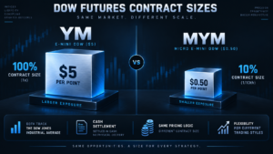 Best Brokers for Dow Futures YM versus MYM contract size and tick value