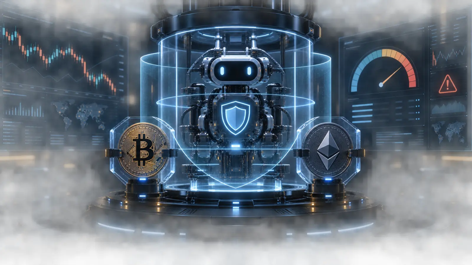 Crypto trading bot risk management control center protecting automated Bitcoin and Ethereum trading