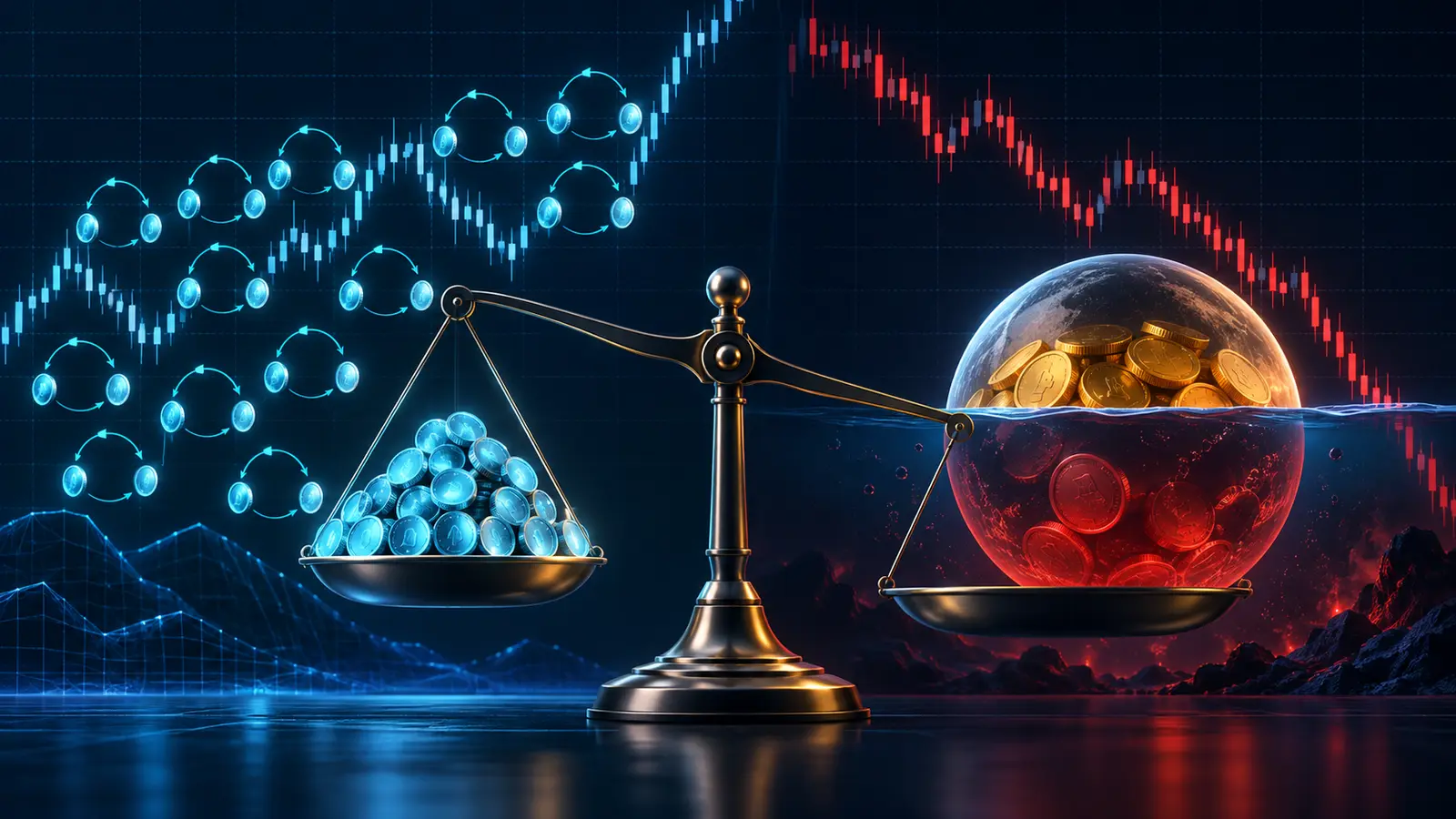 Grid profit compared with total P and L including unrealized crypto inventory loss