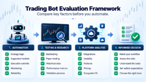 Trading bot evaluation framework covering automation risk testing and platform analysis