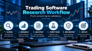 Trading software research workflow from screening to backtesting paper trading and risk validation